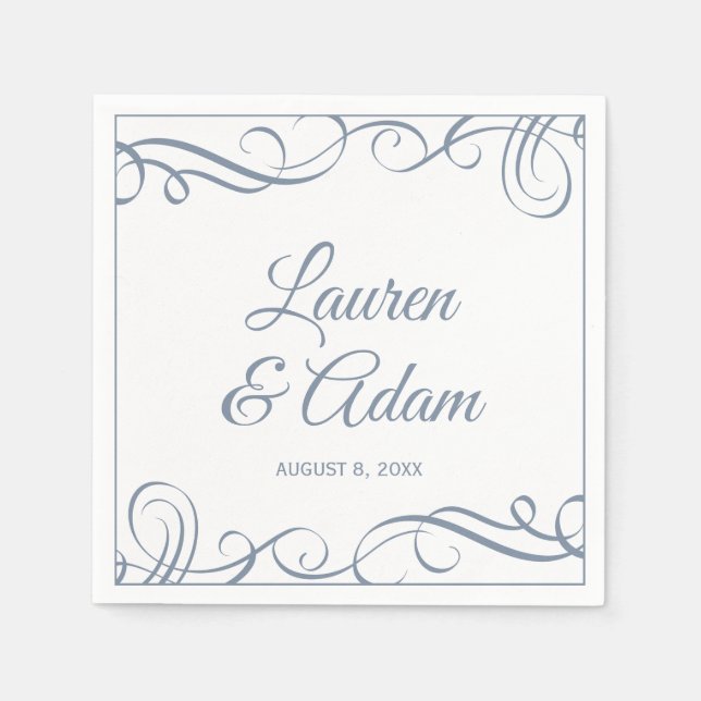 Serviette En Papier Cocktail serviettes | Élégantes perles (bleu Duché (Devant)