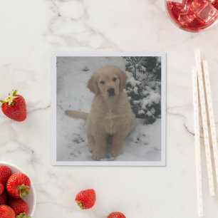 Serviette En Papier Cocktail serviettes - Festive Golden Retriever Pup