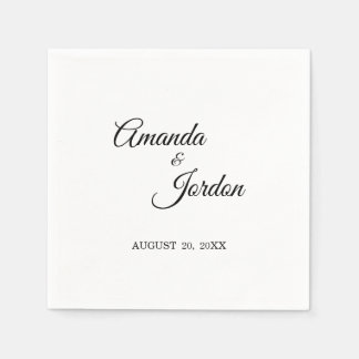 Serviette En Papier Cocktail simple de calligraphie noir et blanc