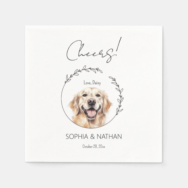 Serviette En Papier Cocktail simple Golden Retriever Mariage de chien (Devant)