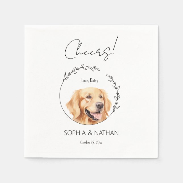 Serviette En Papier Cocktail simple Golden Retriever Mariage de chien (Devant)