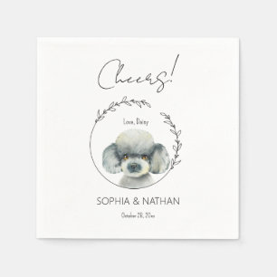 Serviette En Papier Cocktail simple Mariage de chien de caniche