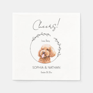 Serviette En Papier Cocktail simple Mariage de chien de caniche