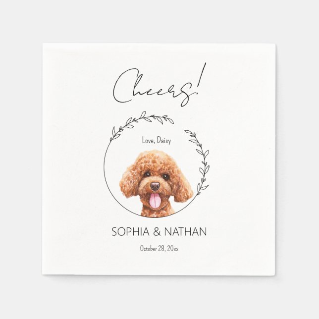 Serviette En Papier Cocktail simple Mariage de chien de caniche (Devant)