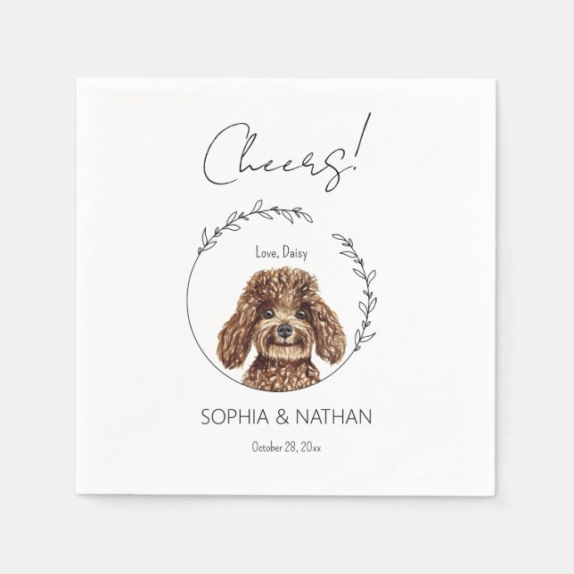 Serviette En Papier Cocktail simple Mariage de chien de caniche (Devant)