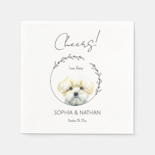 Serviette En Papier Cocktail simple Mariage de chien maltais