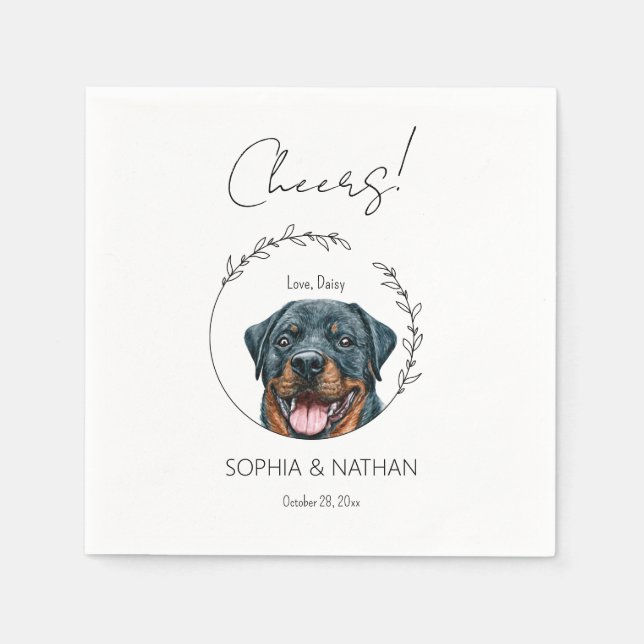 Serviette En Papier Cocktail simple Mariage de chien Rottweiler (Devant)