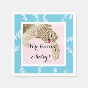 Serviette En Papier Cocktail standard Baby shower Napkin Turtle Pk/Tq