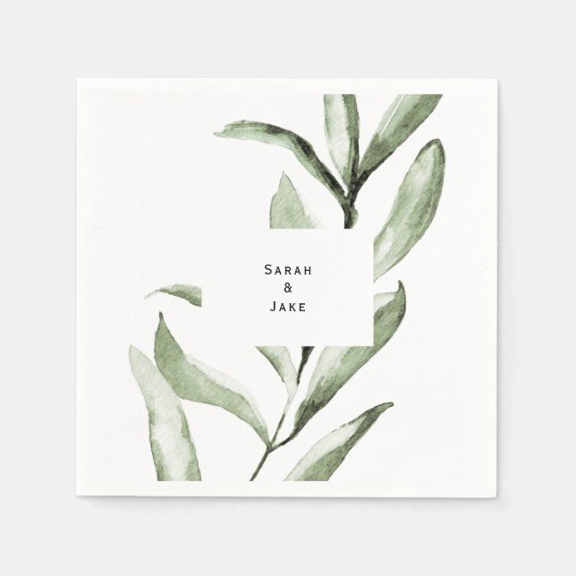 Serviette En Papier Cocktail sur mesure Mariage Foliage simple (Devant)