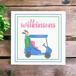 Serviette En Papier Cocktail sur mesure Preppy Blue Golf Cart