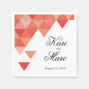 Serviette En Papier Cocktail Triangles géométriques   corail