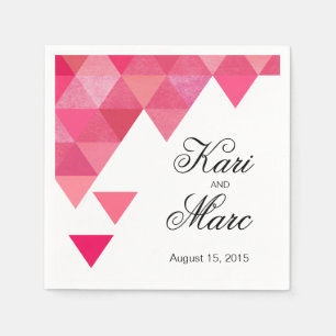 Serviette En Papier Cocktail Triangles géométriques   fuschia