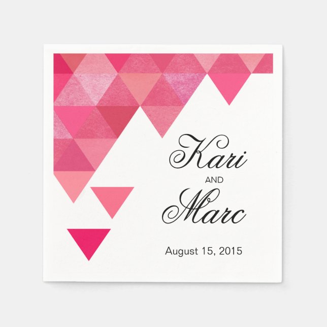 Serviette En Papier Cocktail Triangles géométriques | fuschia (Devant)