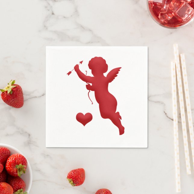 Serviette En Papier Cocktail Valentine Cupid (En situation)