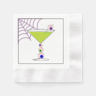 Serviette En Papier Cocktail vert Halloween Papier en verre Napkin
