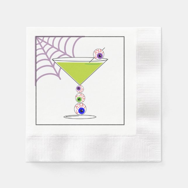 Serviette En Papier Cocktail vert Halloween Papier en verre Napkin (Devant)