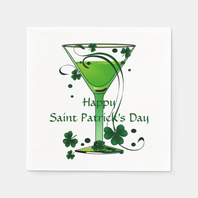 Serviette En Papier Cocktail vert Jour de la Saint Patrick Cocktail st (Devant)