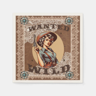 Serviette En Papier Cocktail vintage Western Recherché et Wild Cowgirl