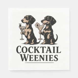 Serviette En Papier Cocktail Weenies Drôle de chien dachshund wiener