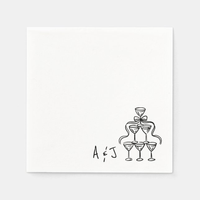 Serviette En Papier Cocktail Whimsical Bow Mariage de tour serviettes (Devant)