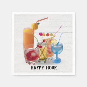 Serviette En Papier Cocktails au bar sur bois 