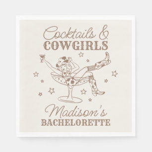 Serviette En Papier Cocktails Beige et Rodéo de Cow-Girls pour l'Enter