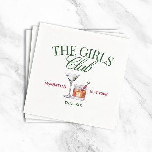 Serviette En Papier Cocktails Chic Le Club de la Fille Verte et Rouge
