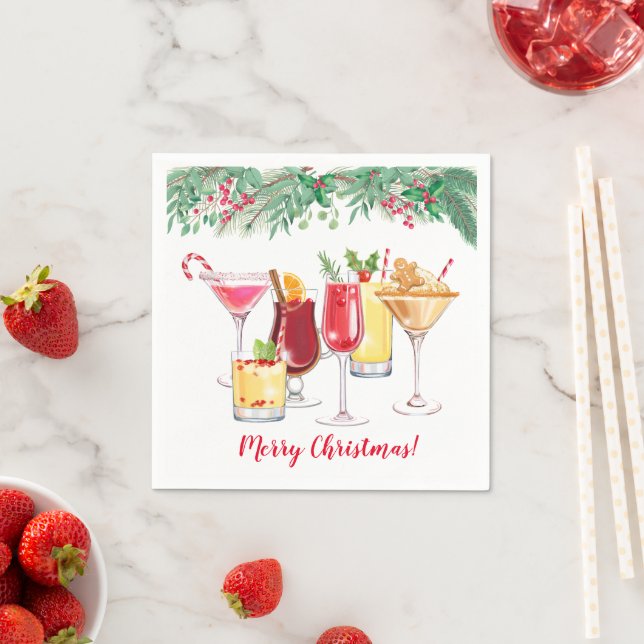 Serviette En Papier Cocktails de Noël Fête de Noël (En situation)