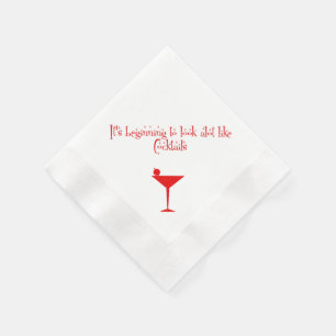 Serviette En Papier Cocktails de Noël style les années 50 rétro