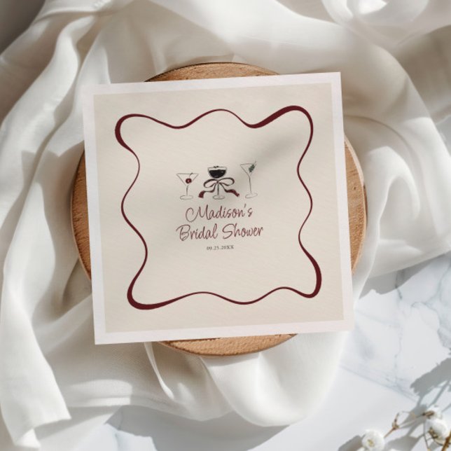 Serviette En Papier Cocktails Dessinés à la main Fête des mariées à ca (Créateur téléchargé)