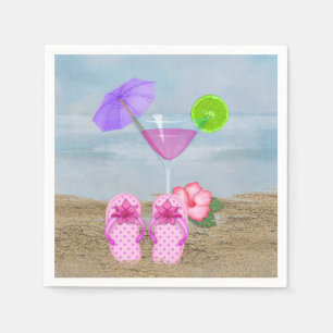 Serviette En Papier cocktails d'été dans le sable