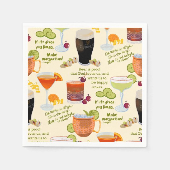 Serviette En Papier Cocktails et conversation (Devant)
