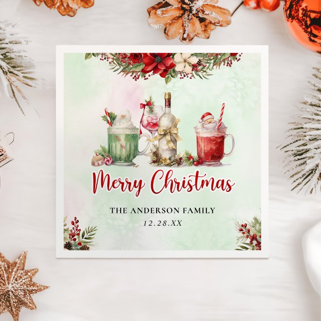 Serviette En Papier Cocktails Festive Boissons Fête de Noël (Créateur téléchargé)
