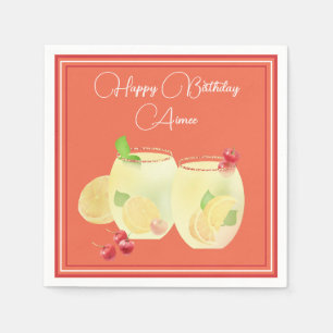 Serviette En Papier Cocktails Fruits Joyeux Papier Anniversaire Napkin