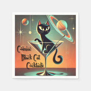 Serviette En Papier Cocktails Futuristes Atomiques Chat Noir Cosmique