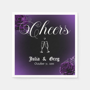 Serviette En Papier Cocktails Mariages violets et noirs