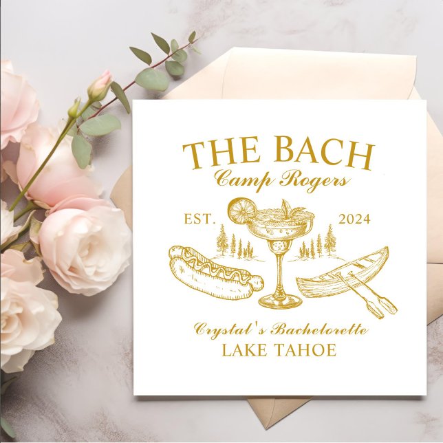 Serviette En Papier Cocktails Rétro La Bach Jaune Bachelorette Party (Créateur téléchargé)