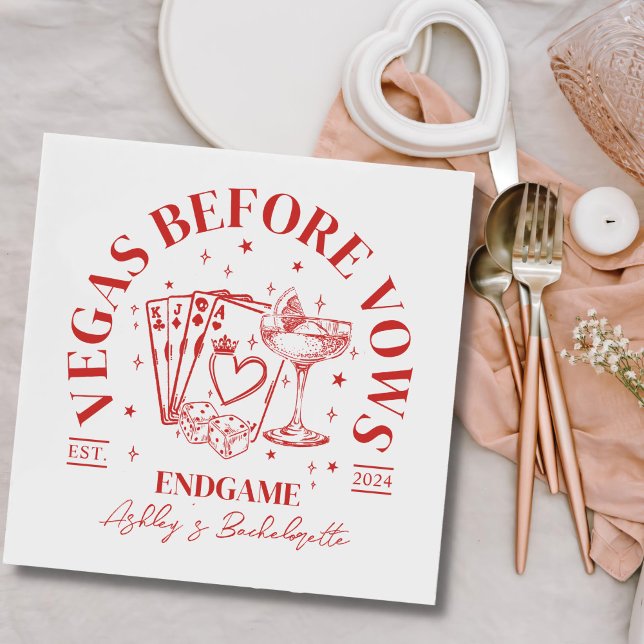 Serviette En Papier Cocktails rétro Red Bachelorette Party (Créateur téléchargé)