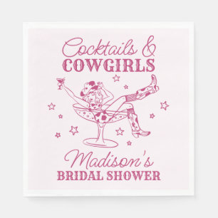 Serviette En Papier Cocktails roses et Rodéo de cow-girls pour la fête