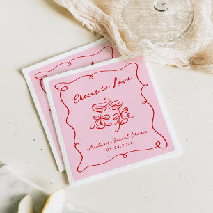 Serviette En Papier Cocktails roses et rouges dessinés à la main de ma