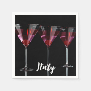 Serviette En Papier Cocktails rouges en verre de martini à la cerise