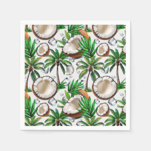 Serviette En Papier Cocotier Palm Tree Tropical Motif Design
