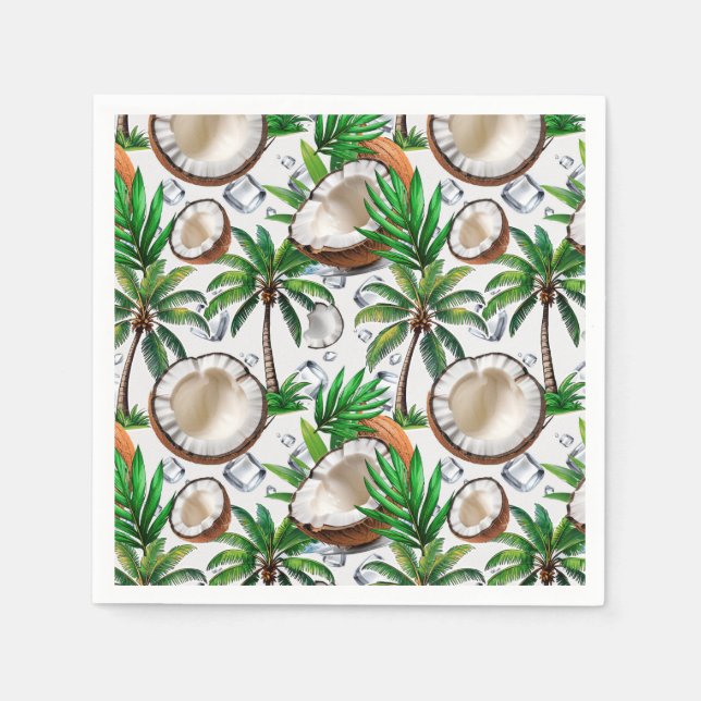 Serviette En Papier Cocotier Palm Tree Tropical Motif Design (Devant)