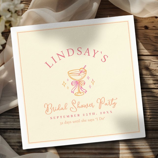 Serviette En Papier Coctail Bridal Shower (Coctail Bridal Shower Napkins)