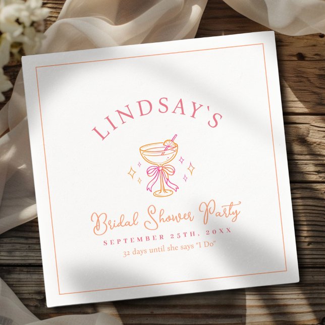 Serviette En Papier Coctail Bridal Shower (Coctail Bridal Shower Napkins)
