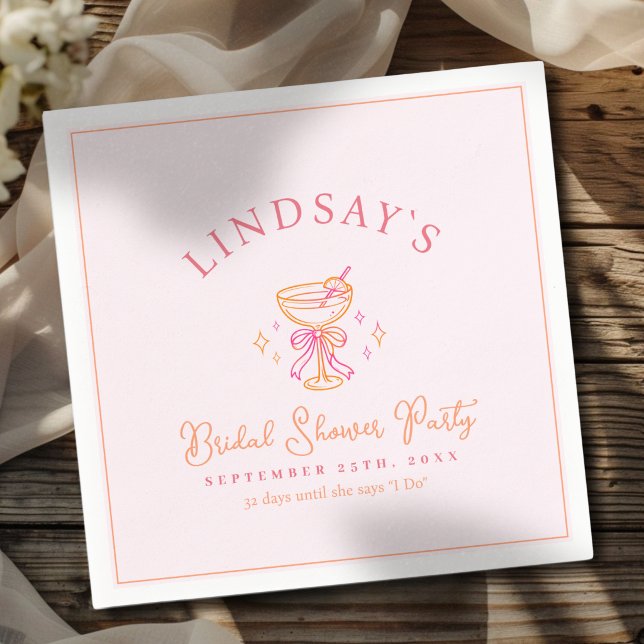 Serviette En Papier Coctail Bridal Shower (Coctail Bridal Shower Napkins)