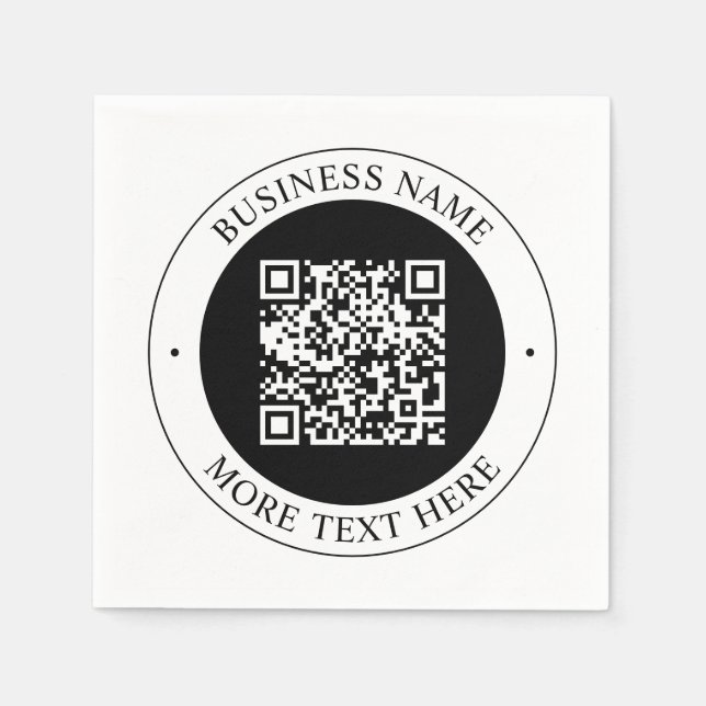 Serviette En Papier Code QR avec nom d'entreprise Texte circulaire mod (Devant)