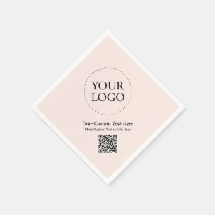 Serviette En Papier Code QR de logo d'entreprise rose simple personnal