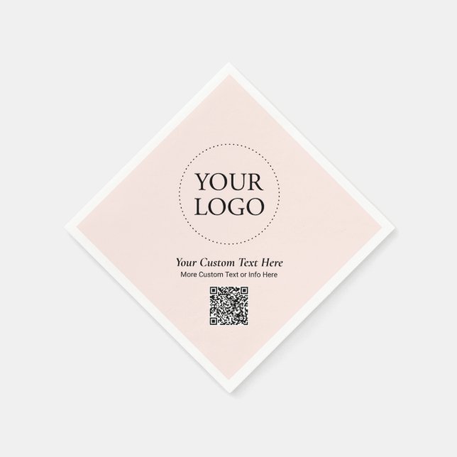 Serviette En Papier Code QR de logo d'entreprise rose simple personnal (Coin)