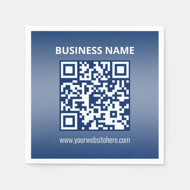 Serviette En Papier Code QR | Dégradé Bleu (ou toute couleur) (Devant)
